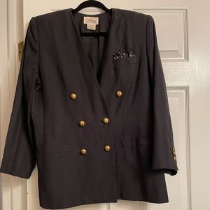 Vintage black pinstriped blazer. Size petite 16.